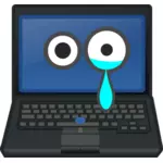 Laptopa płaczu oczami na ekranie wektor clipart