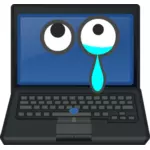 Laptop gråtande öga tittar upp på skärmen vektor illustration