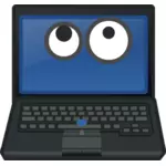 عيون البكاء الكمبيوتر المحمول يبحث حتى الاتصال على الشاشة الرسومات المتجه