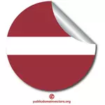 Latvian lippu pyöreässä tarrassa