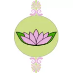 Flor de loto en marco verde redondo