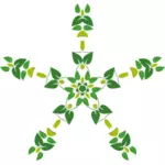 Snowflake shaped leafy pattern vector drawing