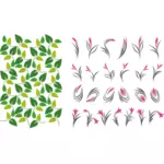Leaves and flowers pattern selection vector image