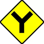 Y-yol uyarı levhası illüstrasyon vektör