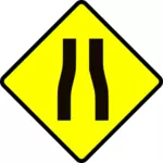 Road narrows caution sign vector image