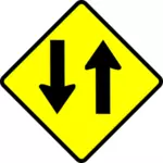 Two-way road caution sign vector image