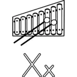 X — для ксилофона алфавита обучения руководства контура картинки