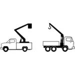 Vector tekening van straat reparatie trucks