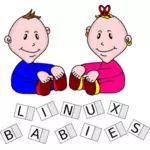 Two Linux Babies boys vector drawing