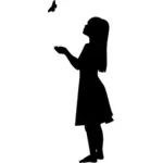 Girl And Butterfly Silhouette
