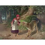Little Red Riding Hood spotkanie na rysunku kolor wilk
