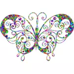 Silhueta de borboleta floreio prismáticos