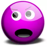 紫の怒っているスマイリーのベクトル描画