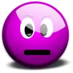 Vector graphics of purple disagreeing smiley