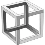 MC Eschers impossible cube in grayscale vector clip art
