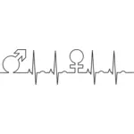 Männlichen und weiblichen Symbolen mit EKG