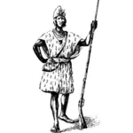 África occidental Guerrero y cazador en vestido sin mangas de vector de la imagen