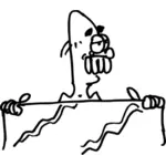 Vector clip art of line man behind towel