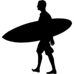 男子携带冲浪板剪影