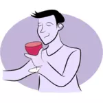 Mann drikker vin