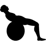 Omul pe exercitiu mingea silueta