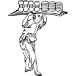 陶器を運ぶ男