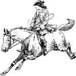 Mann auf einem galoppierenden Pferd