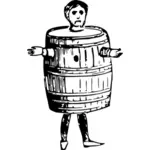 Ilustraţie vectorială a omului într-un butoi în picioare