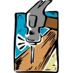 Cartoon nail and hammer
