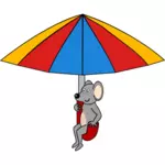 Mouse under umbrella vector clip art