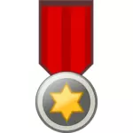 Illustration vectorielle d'une insigne dorée sur le ruban rouge