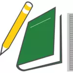 Pen-, laptop- en liniaal vector afbeelding