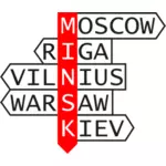Minsk and neighbours direction pointer vector image