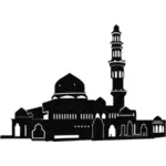 Gambar vektor luas Masjid siluet hitam dan putih