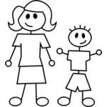 Stick figures of mum and kid