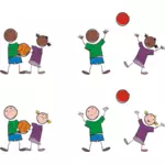 Copii jucandu-se cu o minge