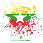 Bandera de Myanmar en forma de salpicaduras de tinta