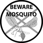Grafika wektorowa etykiety z komara ostrzeżenie