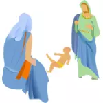 Vector miniaturi de interpretare a scena naşterii