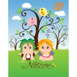 Vektorbild av kärlek natur barnens affisch
