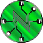 Glanzende groene elektrische schakeling symbool