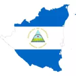 Nicaraguas karta och flagga