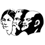 Karl Marx şi Vladimir Ilyich Lenin portret vector miniaturi
