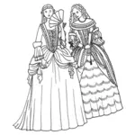To kvinner i barokk kjoler