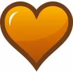 Orange Herz mit dicken braunen Rand Vektor-ClipArt