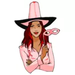 Female in Halloween witch costume vector image