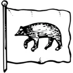 Okwari med en bjørn i svart-hvitt vektorgrafikk utklipp