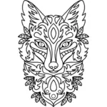 Ornamental fox line art