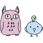 Сова и две птицы мультфильм рисования