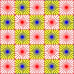 Pattern en places rouge et bleu créant une illusion d'optique de dessin vectoriel